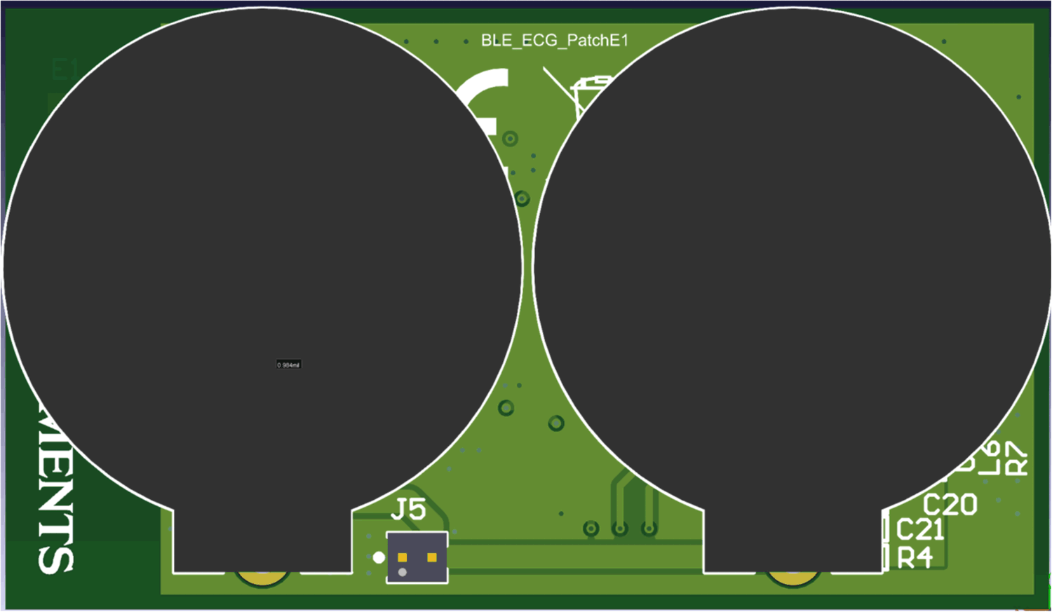 TIDA-010270 BLE 板底視圖（帶有紐扣電池座）