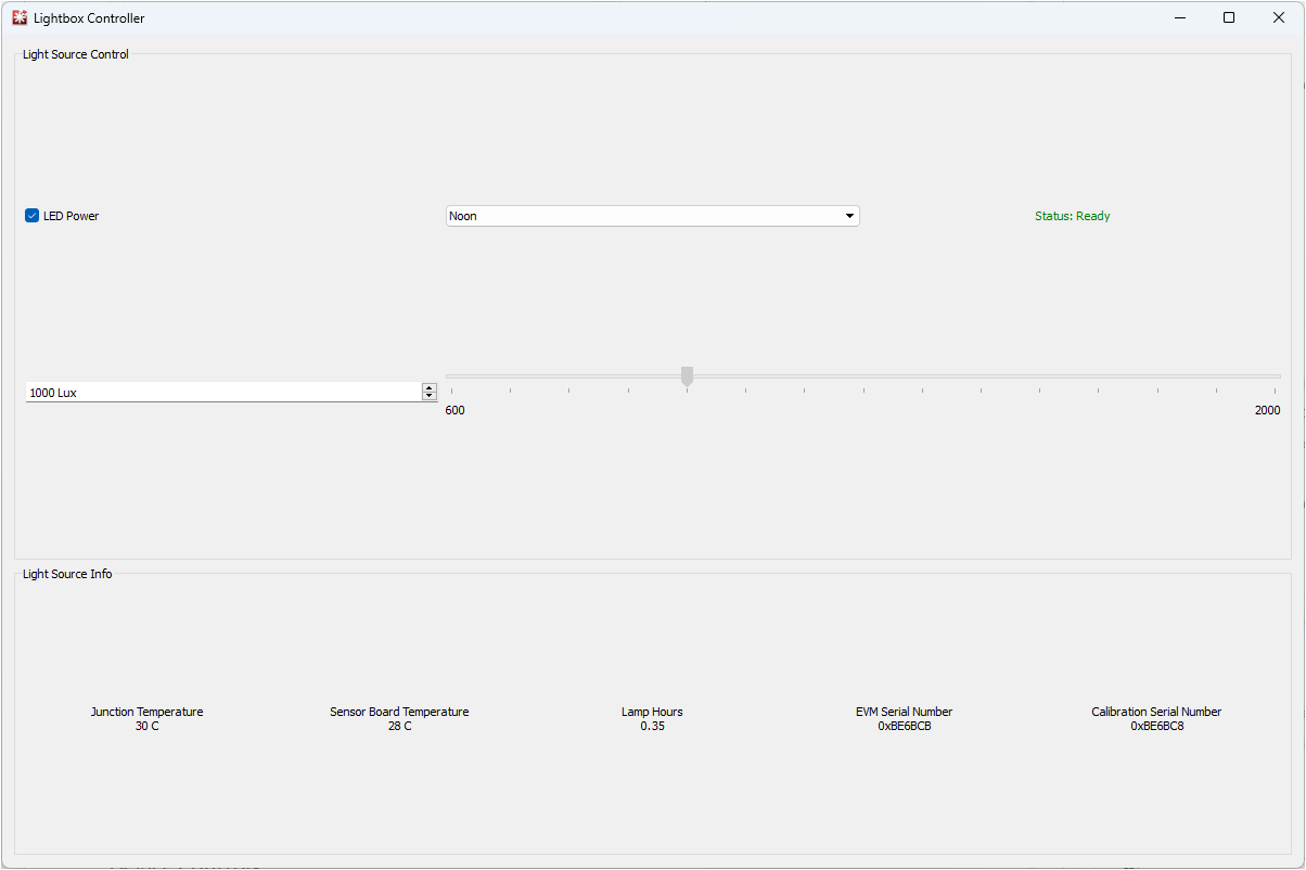 LIGHTSOURCE01EVM LIGHTSOURCE01EVM 主操作屏幕