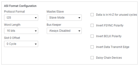 TAA3040 ASI 格式配置