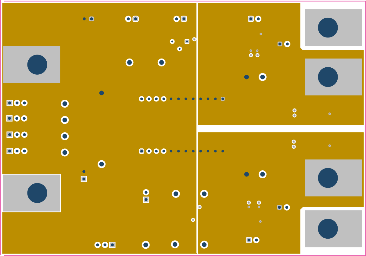 HCXX-BASE-EVM, BLANK-MOD-EVM HCXX-BASE-EVM 與 2HC08-MOD-EVM 第三層 VCC (頂視圖)