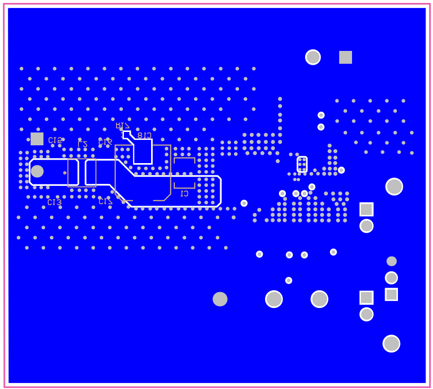 TPSM843521EVM 底層覆銅（頂視圖）