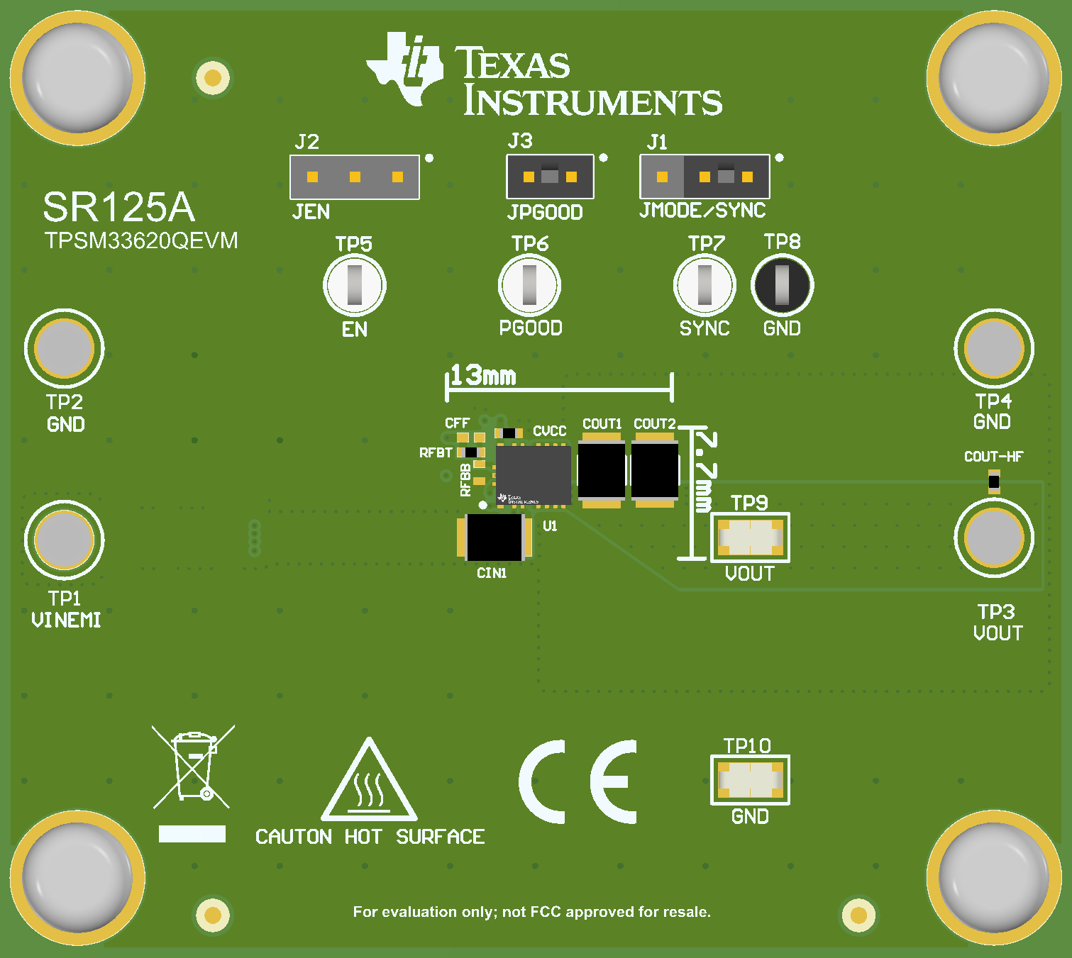 TPSM33620QEVM EVM 的頂視圖