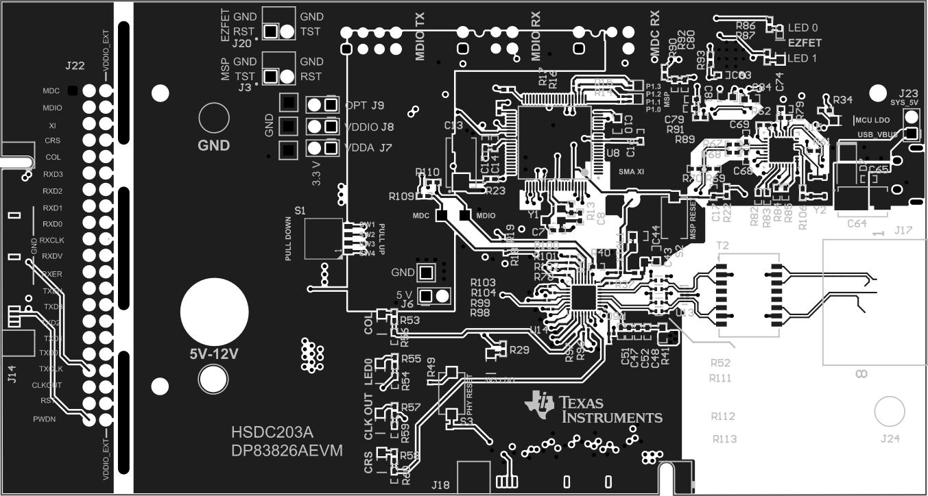 DP83826AEVM 第 1 層，頂部