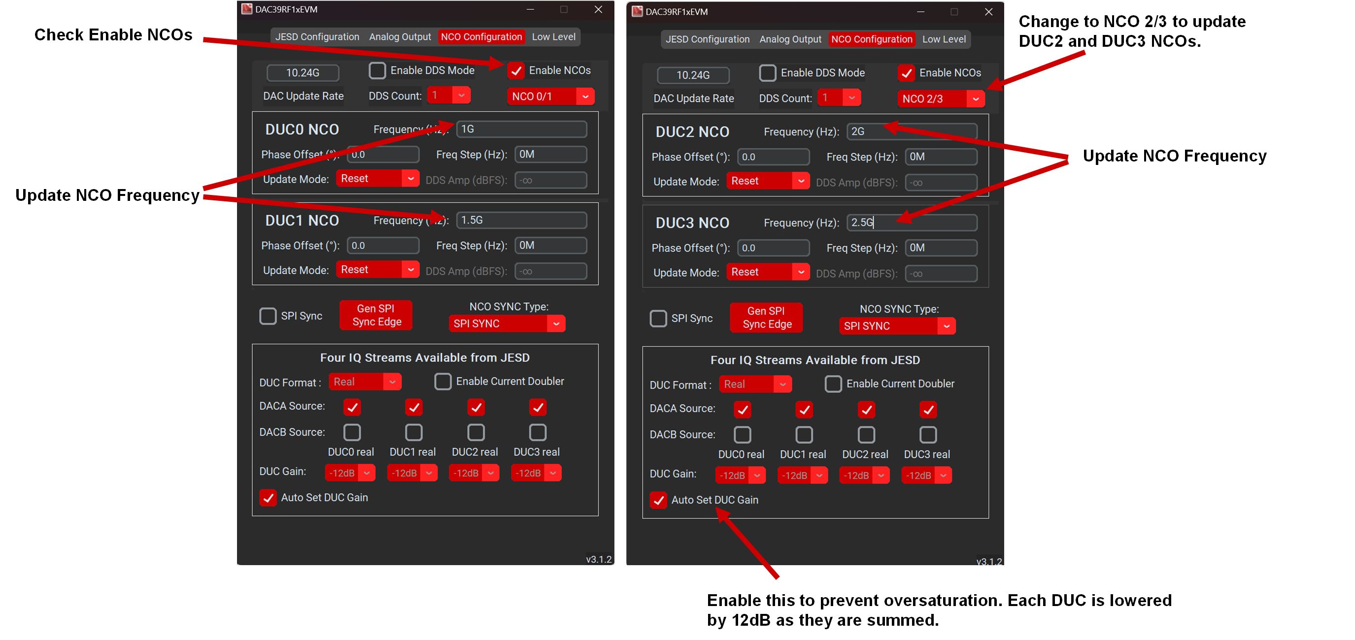 DAC39RF12EVM DAC39RF12EVM GUI 配置步驟，第 3 部分，啟用 NCO 并設置頻率。步驟 5