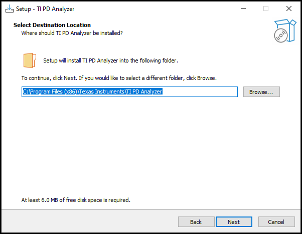 TI-PD-ANALYZER 工具安裝程序和設(shè)置的目錄路徑