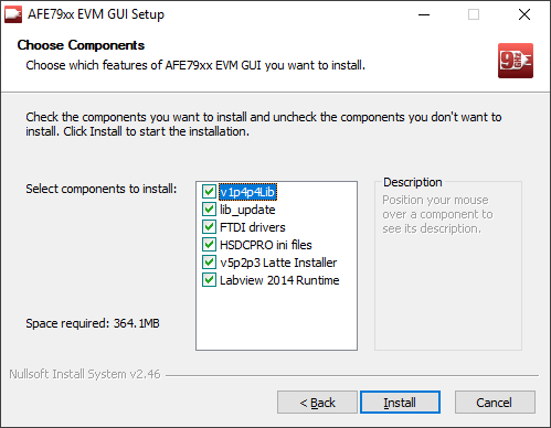 TRF-LSC-AFE7950EVM Latte 安裝程序選項(xiàng)