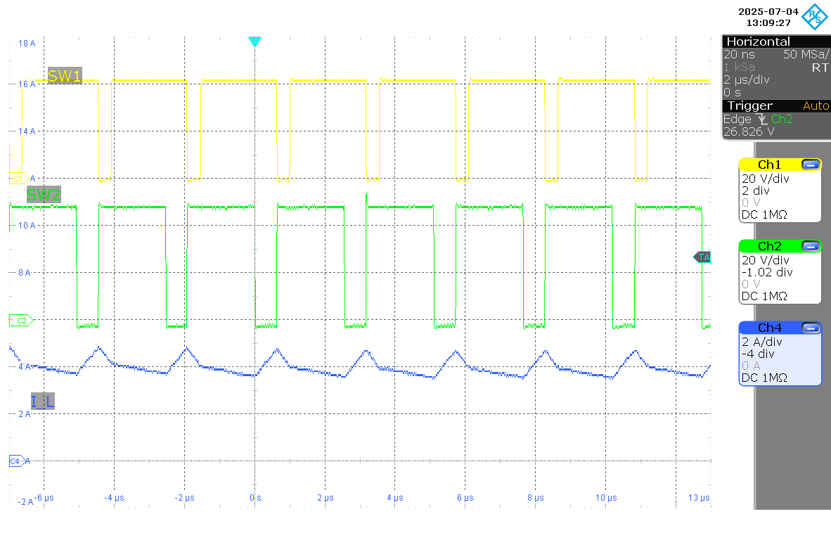 LM51770 SW1、SW2、IL（VIN = 42V，IOUT = 3.0A，F(xiàn)PWM 模式）