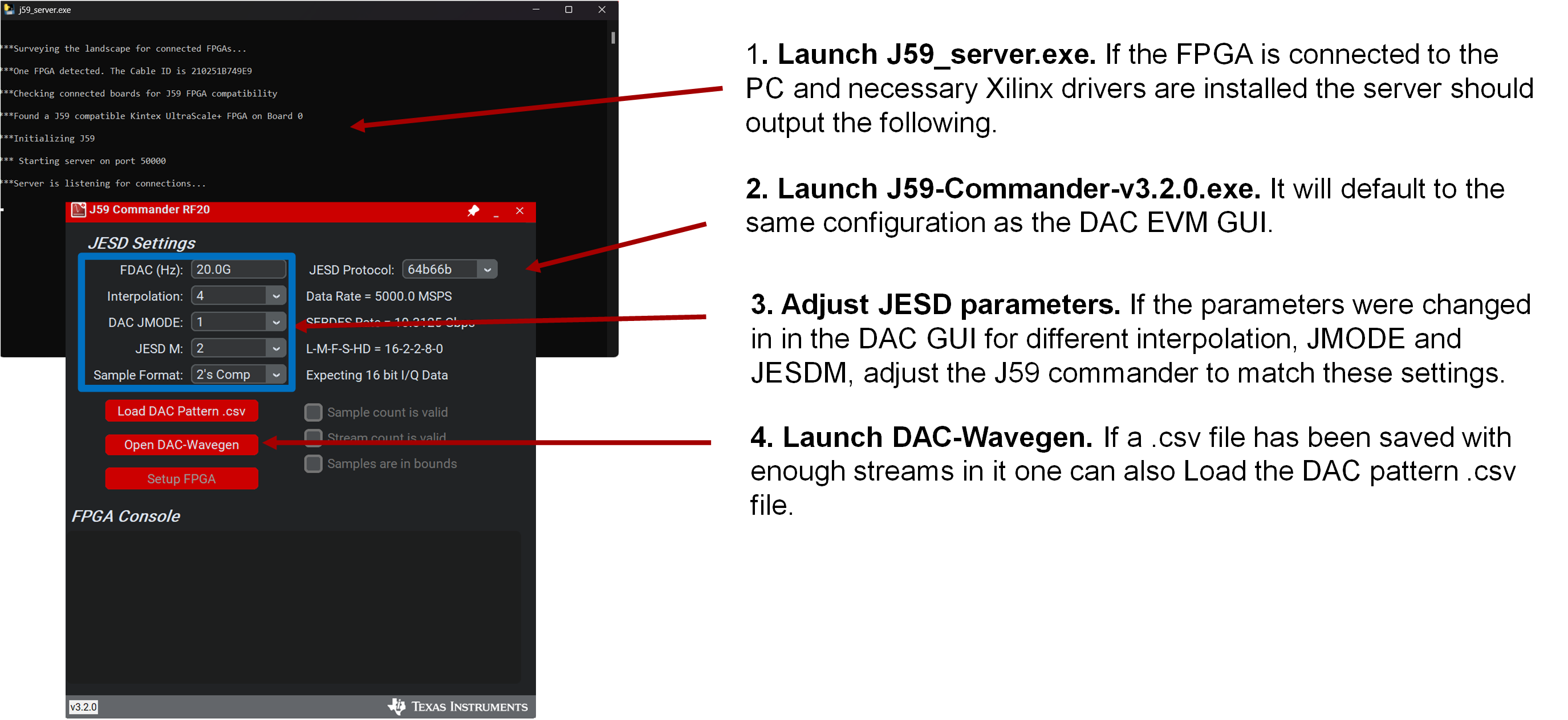 DAC39RF20EVM J59 Server.exe 和 J59 Commander，設(shè)置第 1 部分