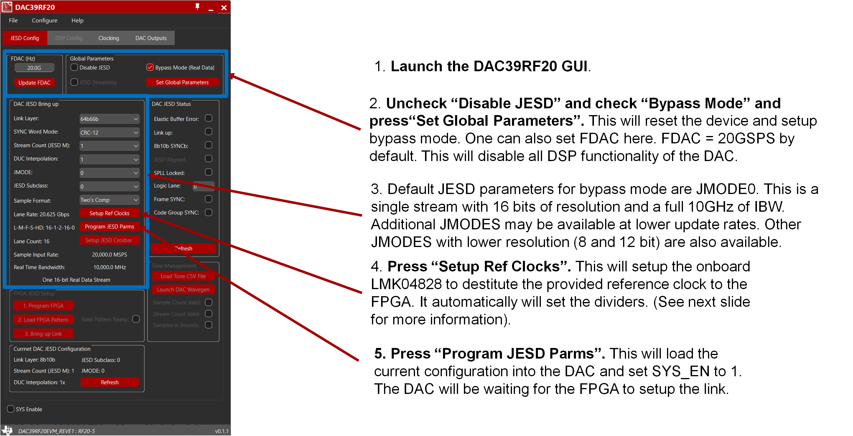 DAC39RF20EVM JMode 0 的 EVM GUI 配置 -“JESD Config”選項(xiàng)卡