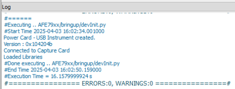 AFE7900EVM AFE7920EVM TSW14J58EVM devInit.py 成功后的 Latte 日志
