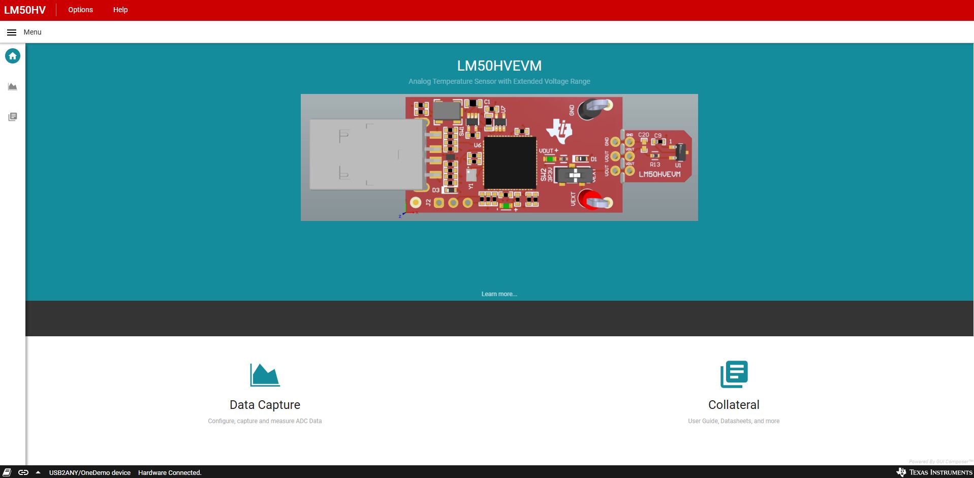LM50HVEVM 主頁選項(xiàng)卡