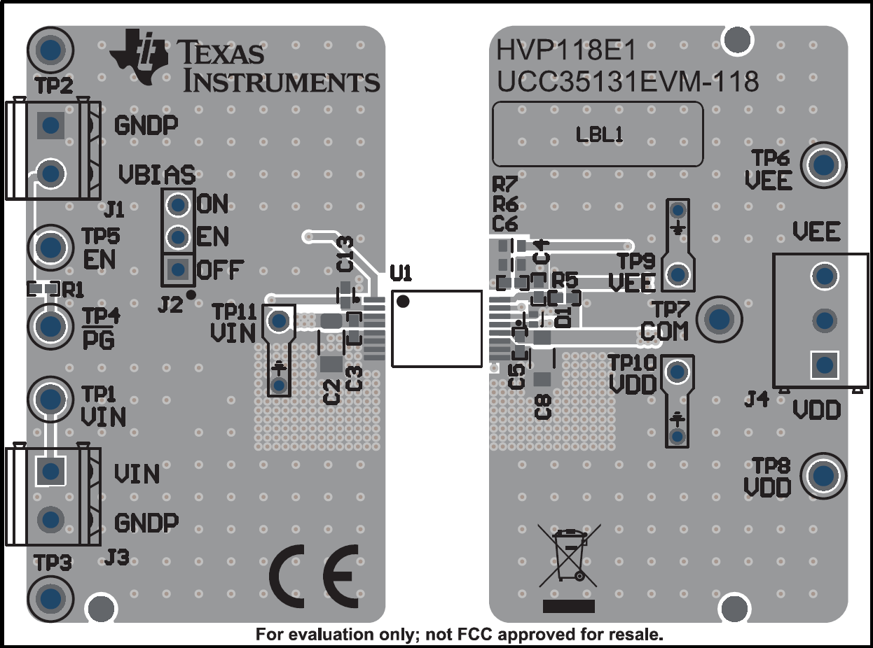 UCC35131EVM-118 PCB 頂層，組裝