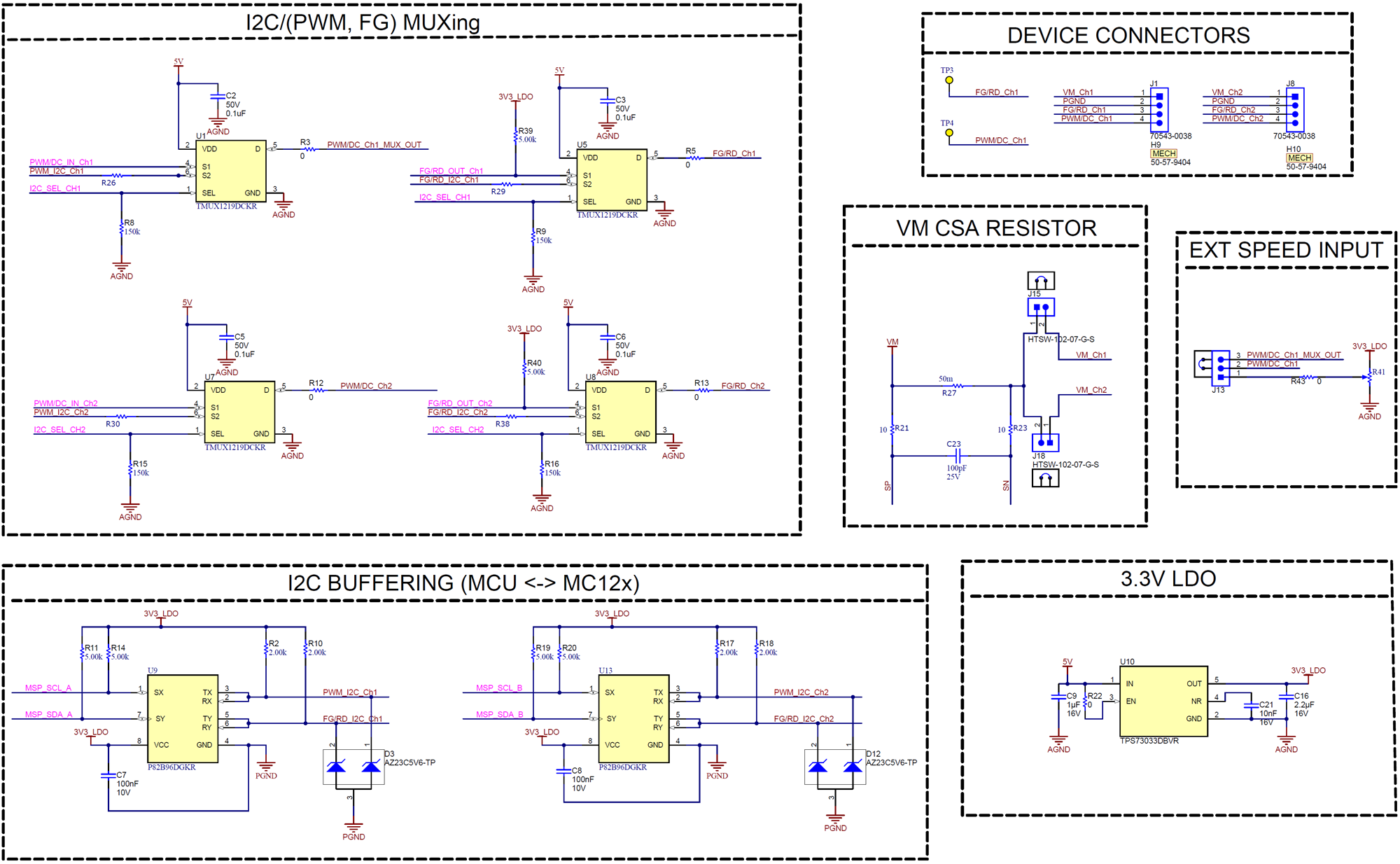 MC121EVM MC121EVM 原理圖 — I2C 多路復(fù)用器、I2C 緩沖器、LDO 和連接器