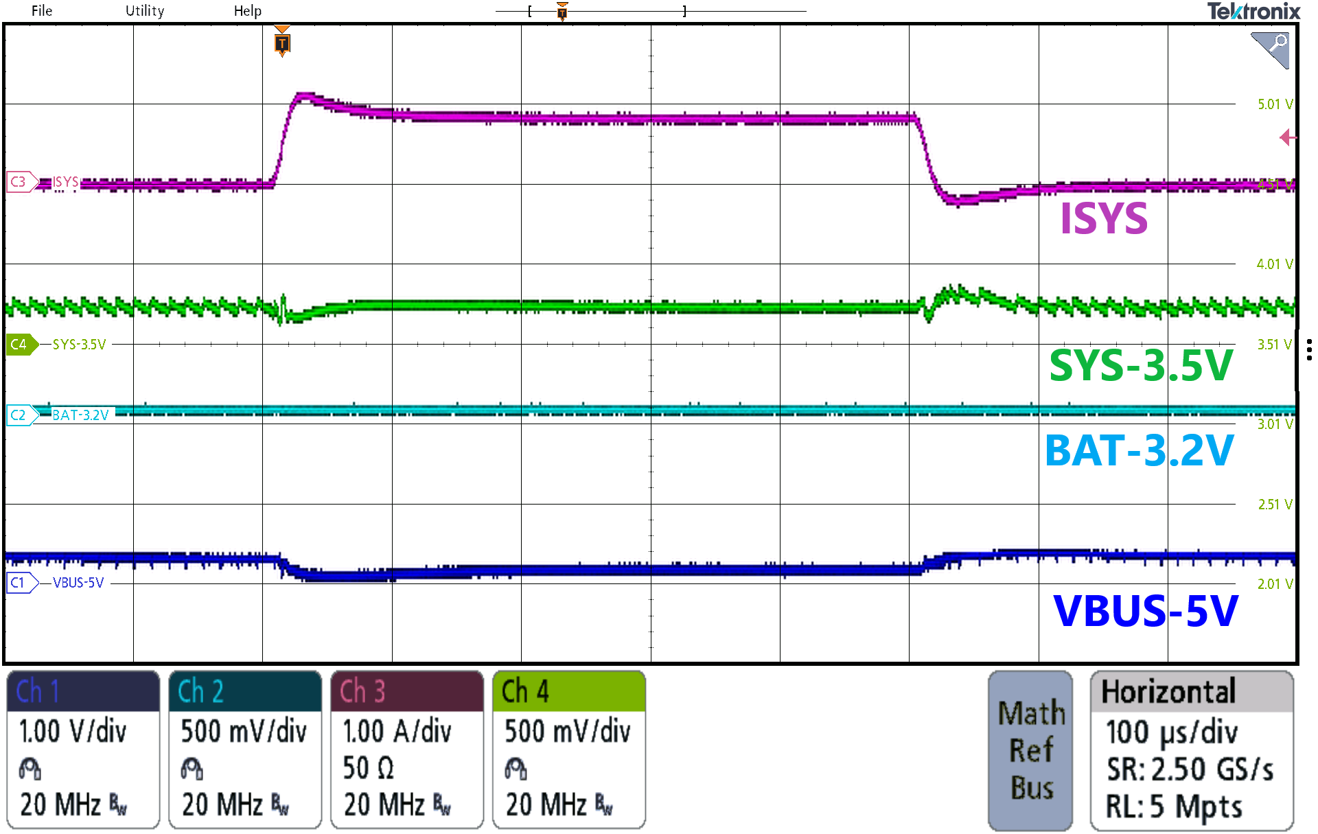 BQ24138 系統(tǒng)負(fù)載瞬態(tài)響應(yīng) BQ24138 系統(tǒng)負(fù)載瞬態(tài)響應(yīng)