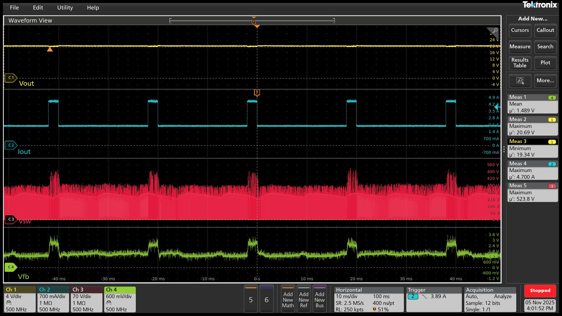 UCG28824EVM-124 VIN = 90Vac（2 倍額定電流持續(xù) 2ms，0.9 倍額定電流持續(xù) 18ms）