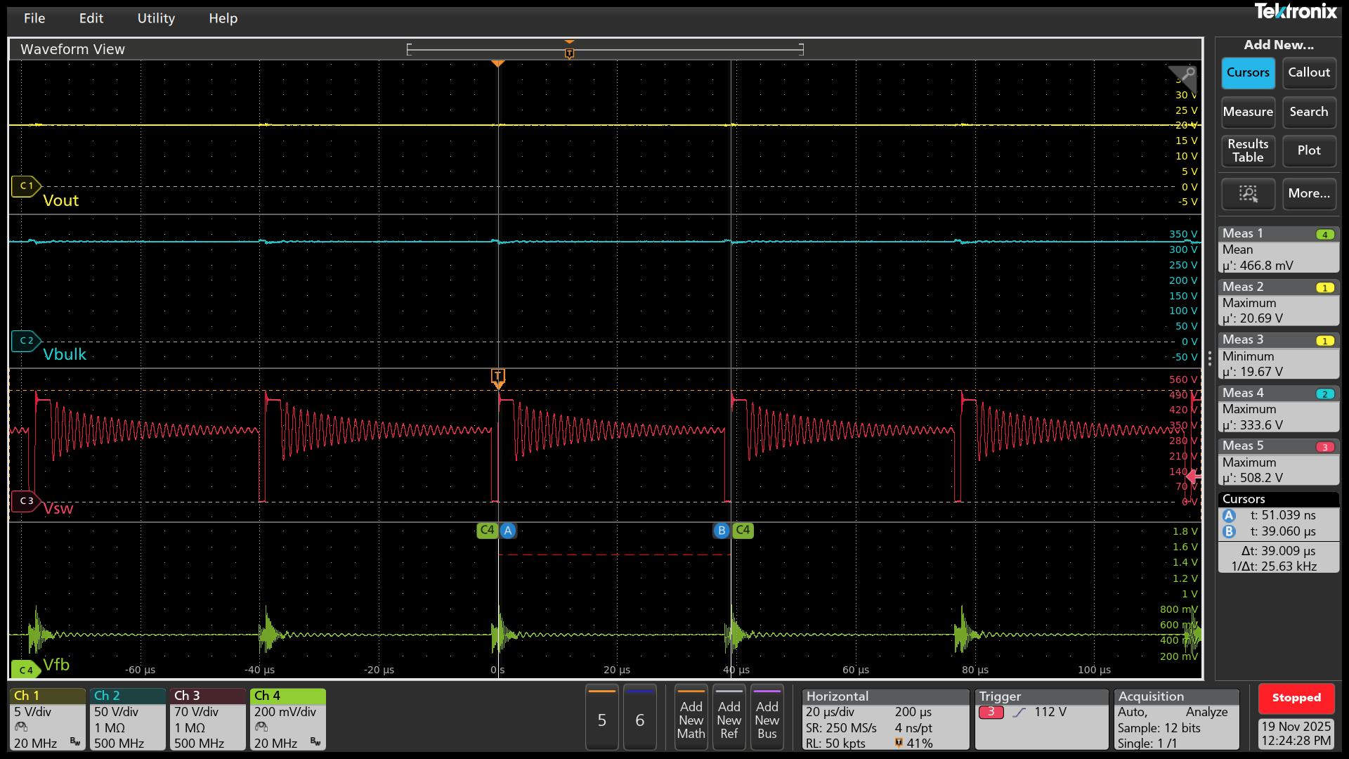 UCG28824EVM-124 230Vac/4.3W（25kHz 開關(guān)頻率/頻率 – 折返模式/Vfb - 0.47V）